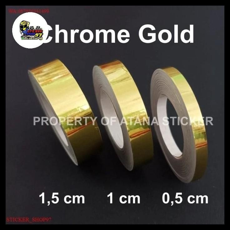 HOT DEAL STIKER LIST VELG BODY SEPEDA MOTOR MATIC MOBIL CHROME EMAS 
