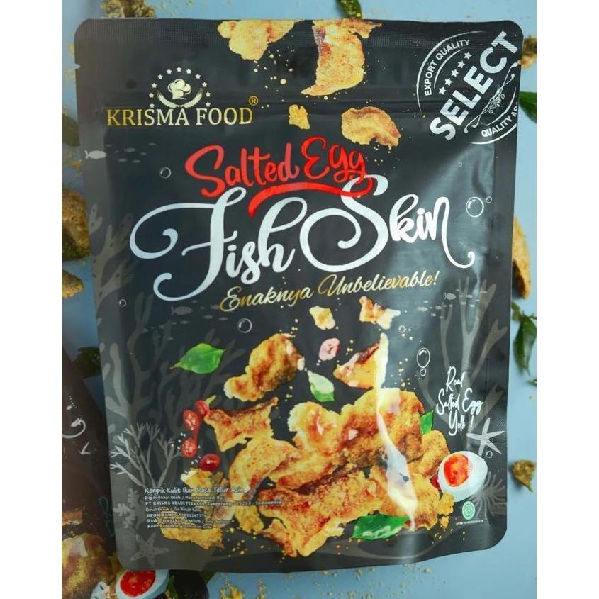 

BOOM SALE Keripik Kulit Ikan Patin Telur Asin Salted Egg Fish Merk Krisma food