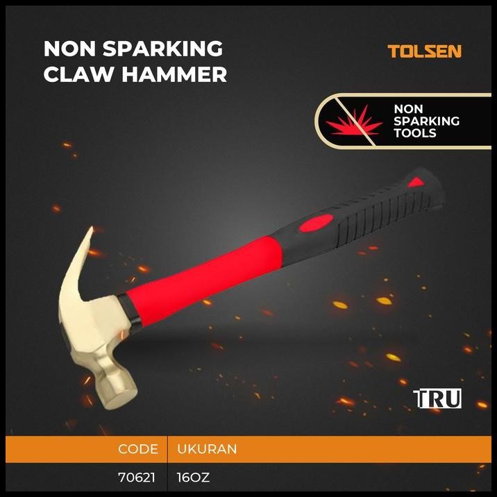 NON SPARKING CLAW HAMMER / Palu Kambing Kuningan 16oz Handle Fiberglass TOLSEN