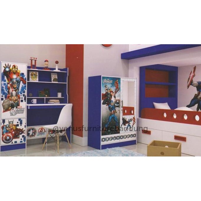 Meja Belajar Rak Buku Anak Laki Avengers Captain America Hulk Bandung