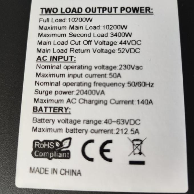 Hybrid Inventer Solar PRO  Anern 10200W MPPT 160A Pure Sine Wave +WIFI murah