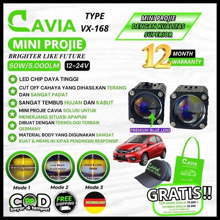 DISKON MINI PROJIE LAMPU TEMBAK HONDA BRIO LED LASER FOGLAMP PREMIUM CAVIA 