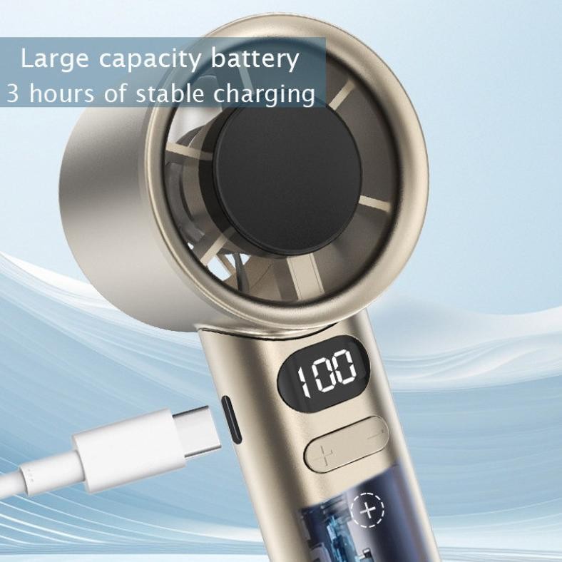 AL Portable Mini fan Digital Display LCD 15000 mAh 100 Gear KIpas angin Kecil USB Charge cas portabl