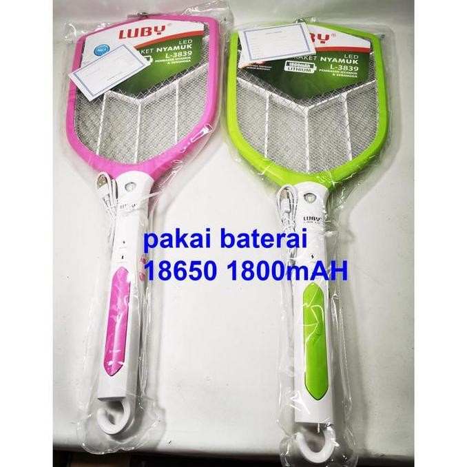 RAKET NYAMUK LISTRIK LUBY L-3839 BATERAI LITHIUM 18650 -1800MAH ORIGINAL DAN TERPERCAYA