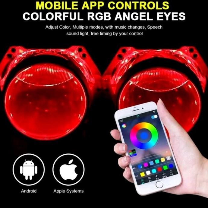 DEMON EYES RGB LED 12 MATA 1 LAMPU PROJIE BILED PROJECTOR MOBIL