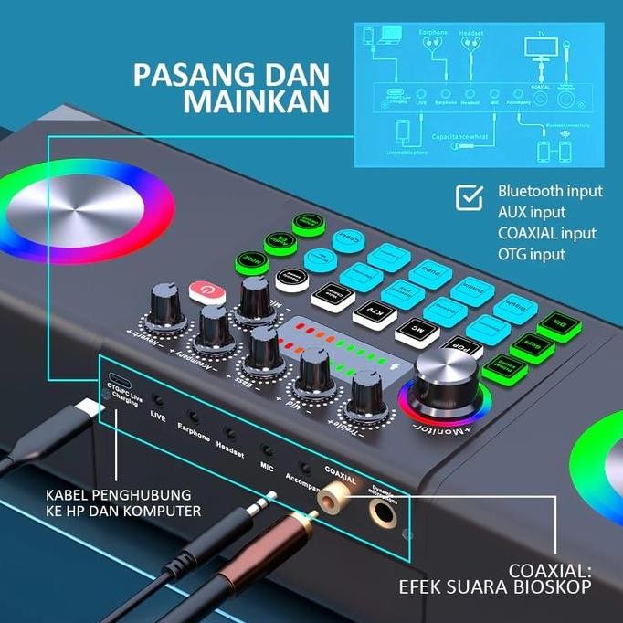 Soundcard Speaker Sy6 Bluetooth + 2 Wireless Mic