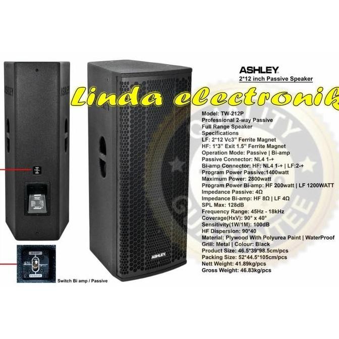 Speaker Pasif 2X12 Inch Ashley Tw212P Double Woofer Full Range