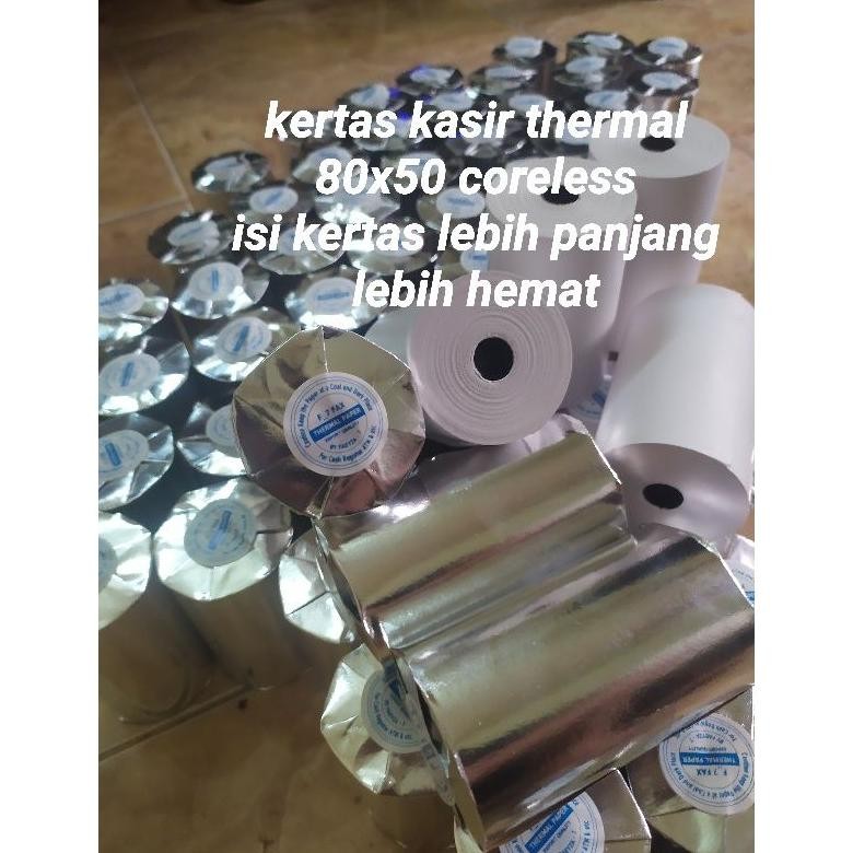 

kertas struk kasir thermal 80x50 coreless paper roll thermal 80x50 pos thermal printer