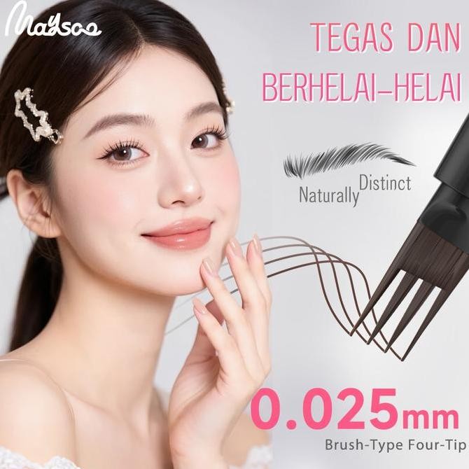 

Maysoo Pensil Alis Waterproof 4-Tip | Brow Pen Cair 3D Natural Tahan Keringat