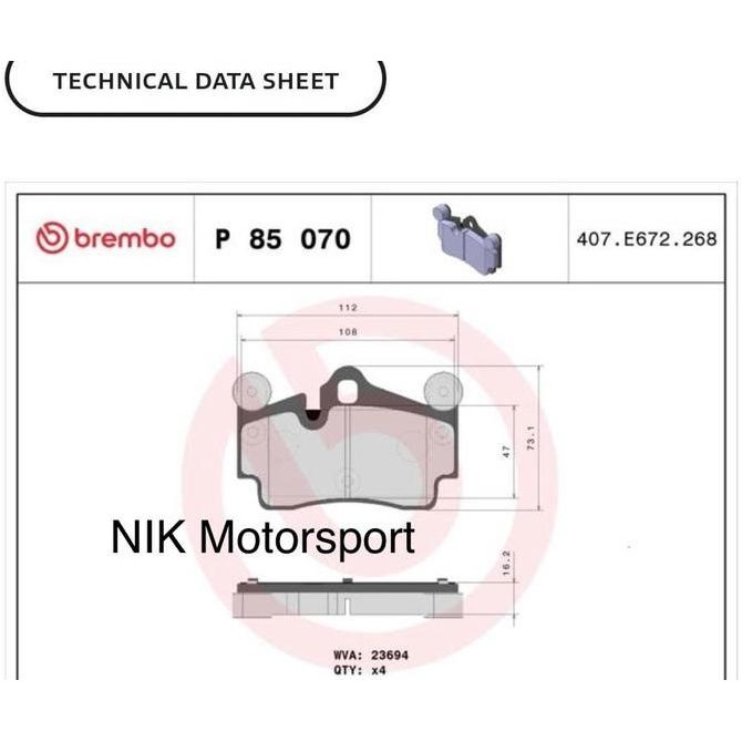 Kampas rem belakang Brembo BBK / Brake Pad Brembo BBK #P85070