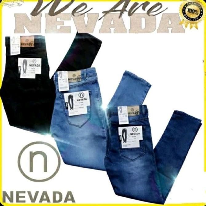 

Celana Jeans Pria Pensil Nevada Slimfit Stretch Bahan Melar Warna Biru Hitam Ukuran 27-38