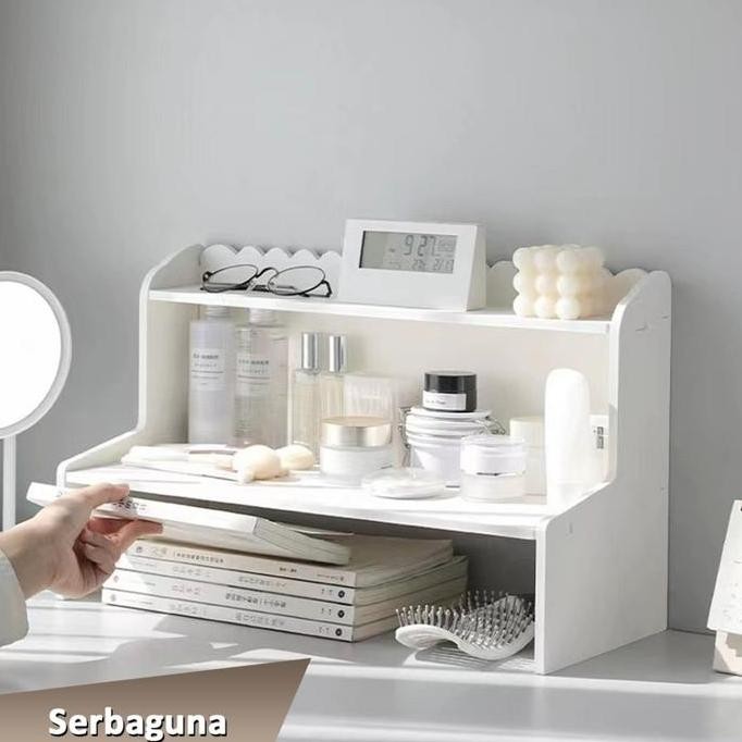 

Rak Buku Meja Aesthetic Multifungsi - Tempat Skincare, Pensil, Action Figure, Organizer Meja Belajar Kamar Kosan