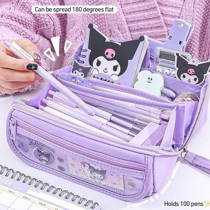 

Tempat Pensil Sanrio Besar - Kuromi Cinnamoroll Alat Tulis Lucu Sekolah