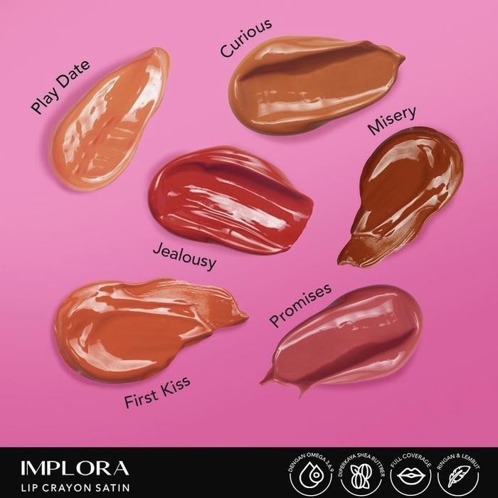 EMS [ IMPLORA ] Lip Crayon Satin BPOM Original Lipstick Lipcream Nude Ori