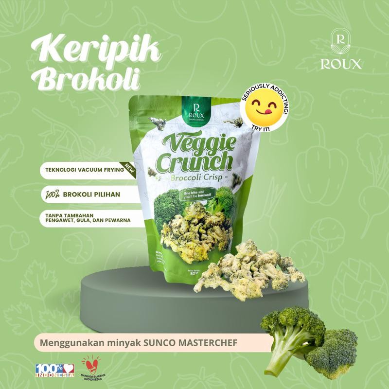 

Rkm Roux Veggie Crunch Keripik Sayur Brokoli Paprika Jagung Manis Bawang Bombay Onion Jamur Tiram 50G Enak Sehat Gurih Nagih Pouch