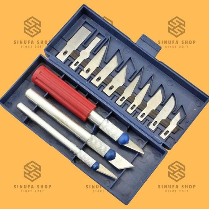 

1Set Pisau Seni Ukir Kayu 13 In 1 Wood Crafting Knife Dengan 3 Handle