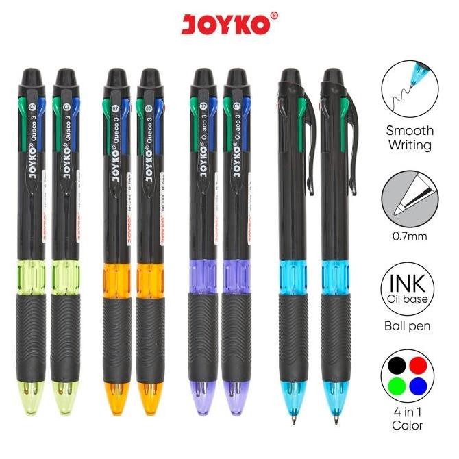 

Bolpen / Ballpoint / Pulpen Joyko Quaco 3 Bp-288 - 4 Warna - 1 Lusin New Stok