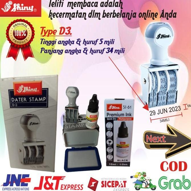 

Stempel Cap Tanggal Tinta Plastik Kemasan Kantor Toko Shiny Reture Exp New Stok