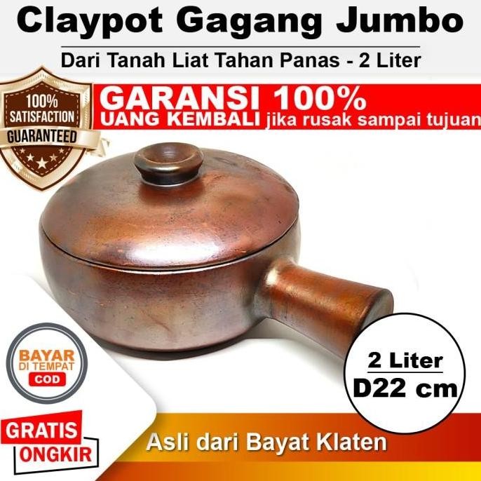 

Claypot Gagang Jumbo Besar Tanah Liat Gerabah Teflon Panci Sapo Nabe Seblak Bakar Bubur Bakar Tahan Panas Hotplate - Diameter 22 cm - Kapasitas 2 Liter