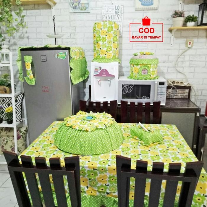 DK (COD) Paket Kitchen Satu 1 Set Isi 8 Pcs Taplak Alas Meja Makan Prasmanan Sarung Cover Galon Kulk