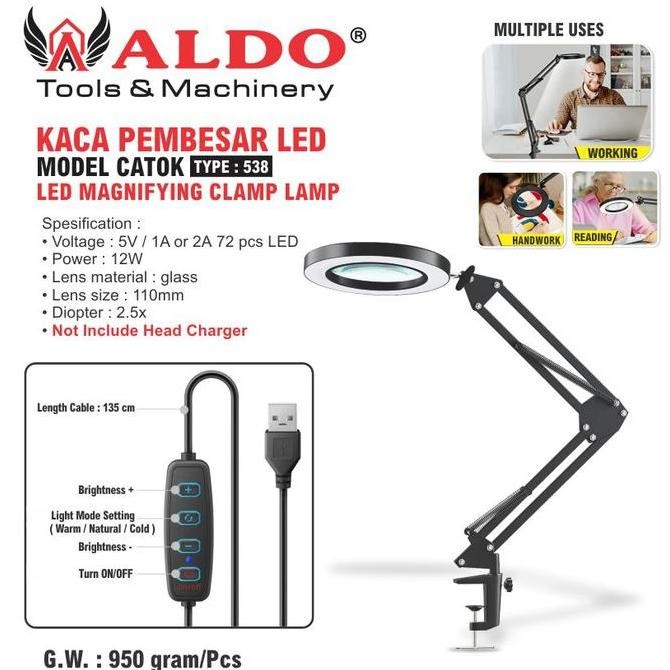 

Kaca Pembesar Led Model Catok Type : 538 Merk Aldo New Stok