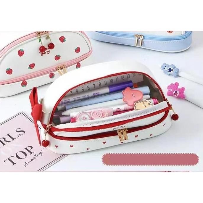 

Tepak Pensil Coquette Pita Ribbon Lucu Cute Estetik Dual Zipper Kosmetik Tempat Pencil Case Wadah New Stok