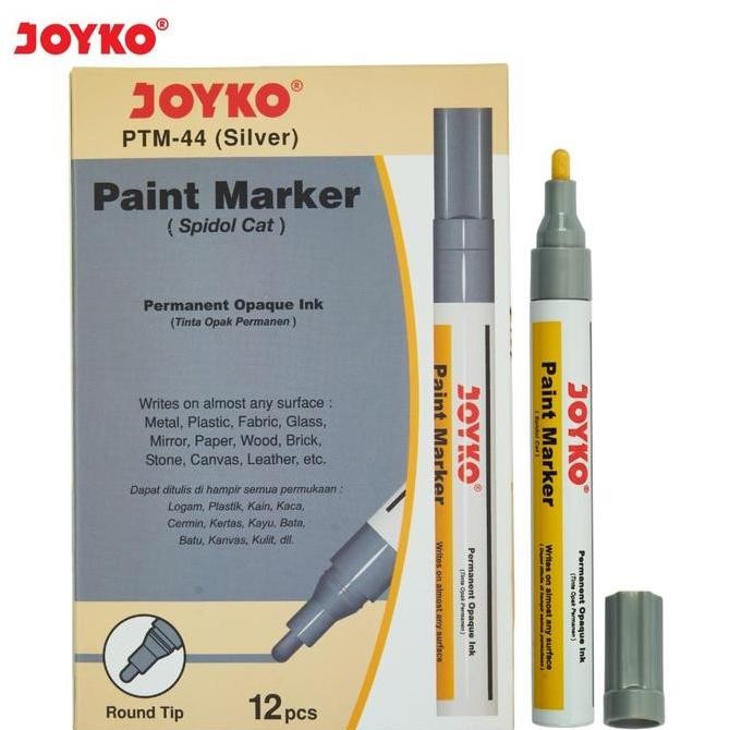 

Paint Marker Joyko / Spidol Cat Putih Hitam Gold Silver - 1 Lusin Isi 12 Pcs New Stok