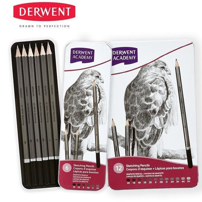 

Derwent Academy Sketching Pencil Set Metal Tin New Stok