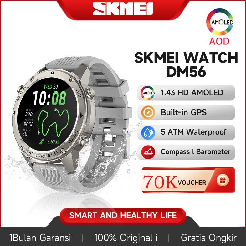 skmei smartwatch dm56 pria gps jam tangan Map 5ATM anti air jam tanganAMOLED Layar  Altitude Air Pre