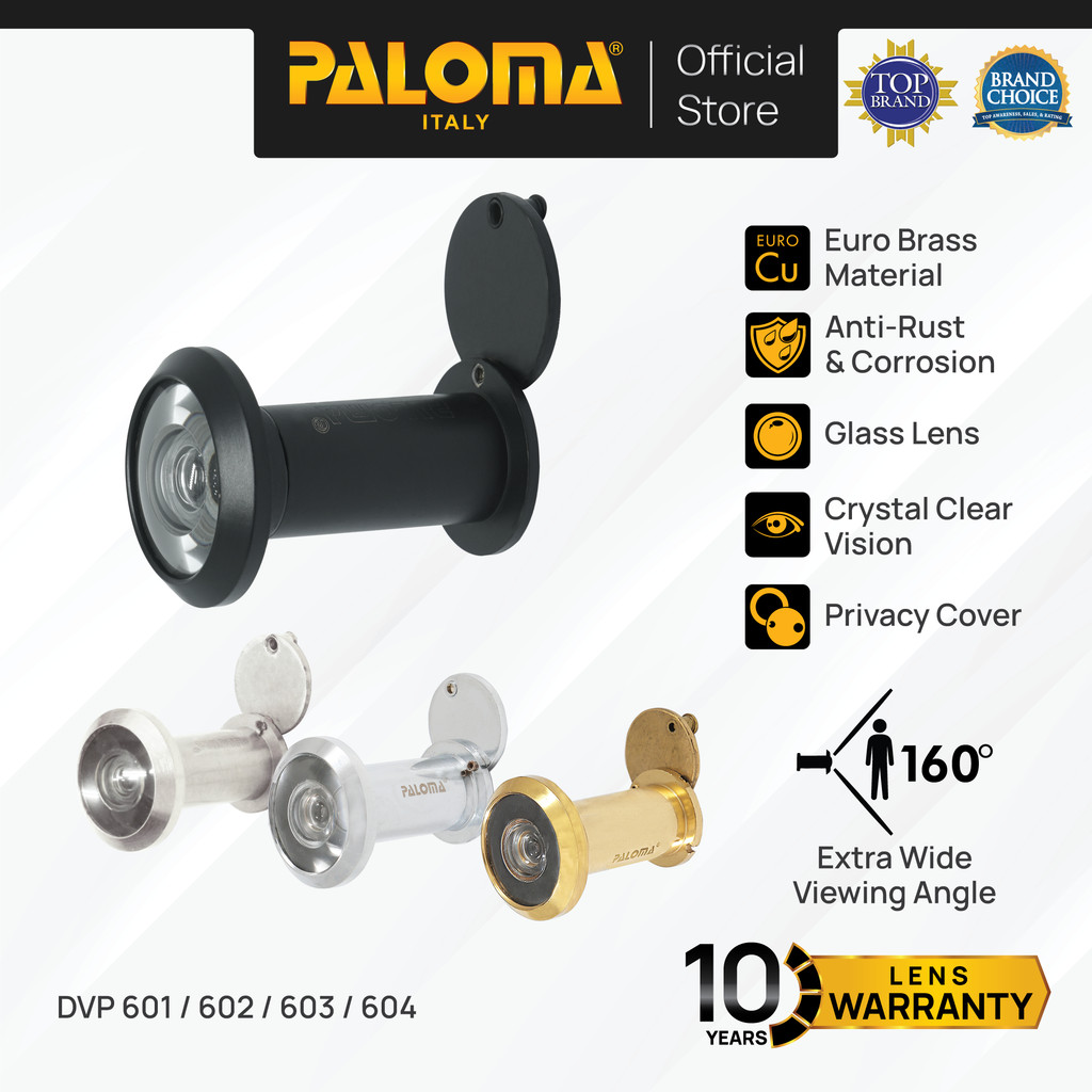 PALOMA Door Viewer Lubang Intip Pintu Kaca Lensa Intip Brass Kuningan Chrome Krom Silver Grey Abu Go