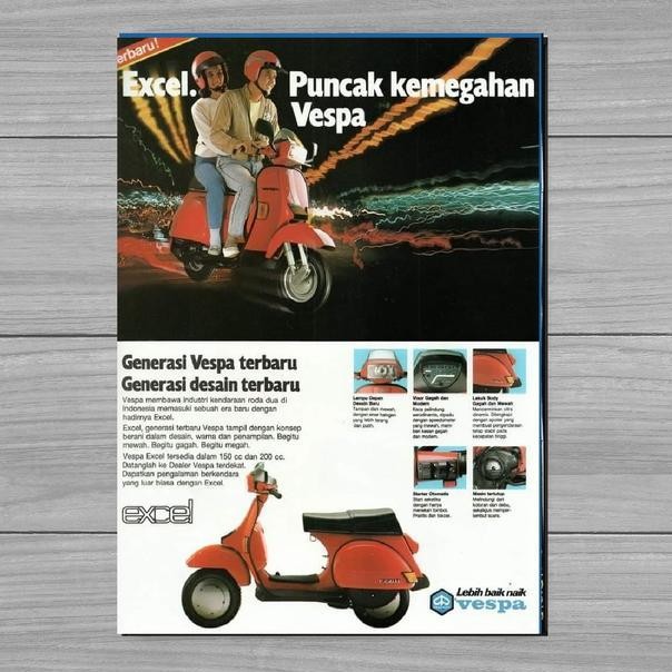 Poster Kayu Hiasan Dinding Iklan Vespa Excel
