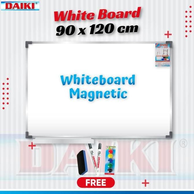 

Papan Tulis / Whiteboard Daiki Magnetic Gantung Uk 90X120 Cm New Stok