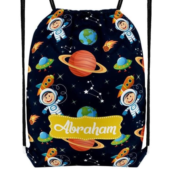 DRAWSTRING BAG CUSTOM MOTIF PLANET TAS ANAK CUTE TAS DEWASA