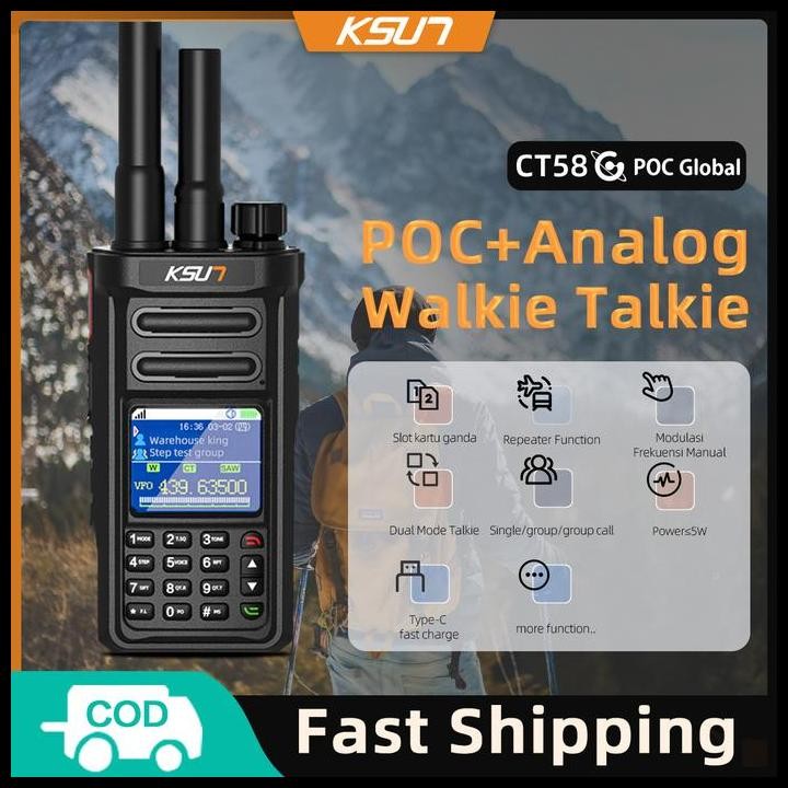 Terlaris [ POC Global ] HT POC 4G+Analog HT KSUN CT58 HT Jarak Jauh 50Km Best Seller