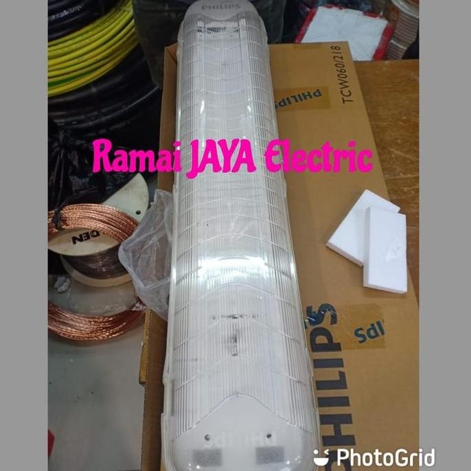 Kap Waterproof Philips TCW060 2x18W Lampu TL LED Tahan Air Set Komplit