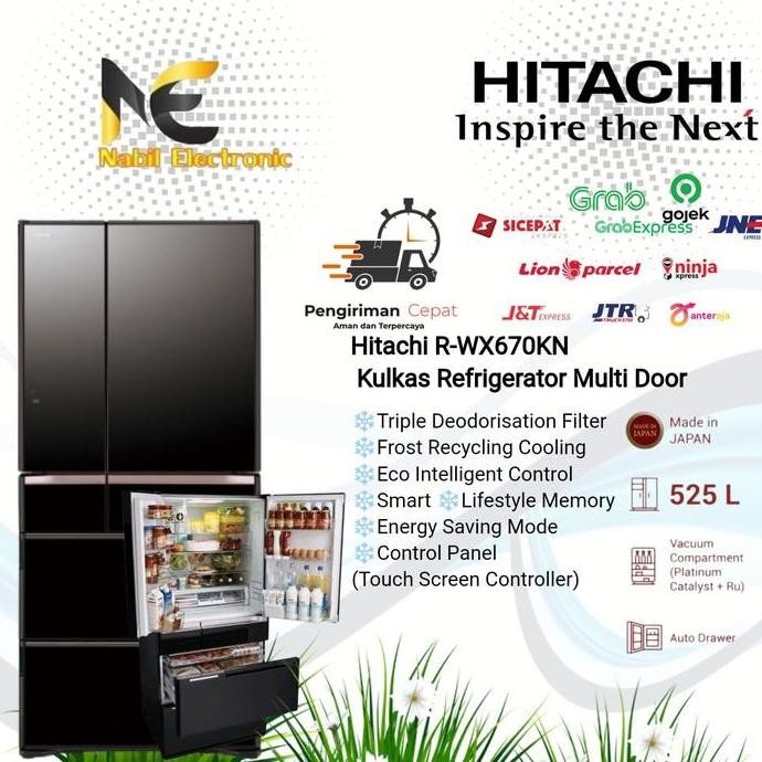 NEW HITACHI R-WX670KN XK/RWX670KN KULKAS 6 PINTU MADE IN JAPAN NEW