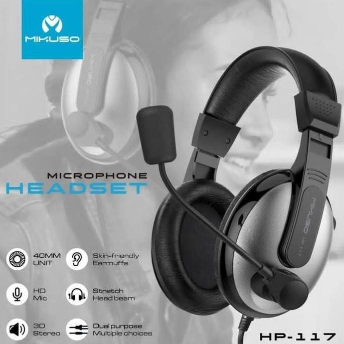 MIKUSO HP-117 Headset Microphone 2in1 HP Komputer Laptop