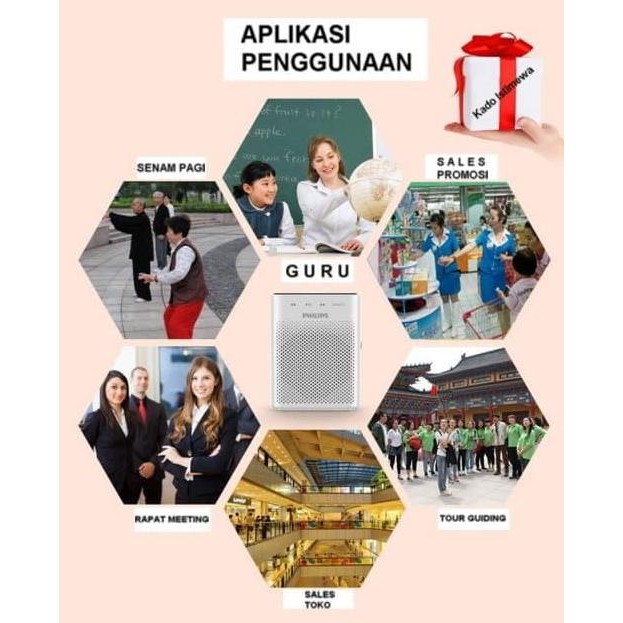 Philips Speaker Waistband Tour Guide SBM200 Mic Headset Wireless