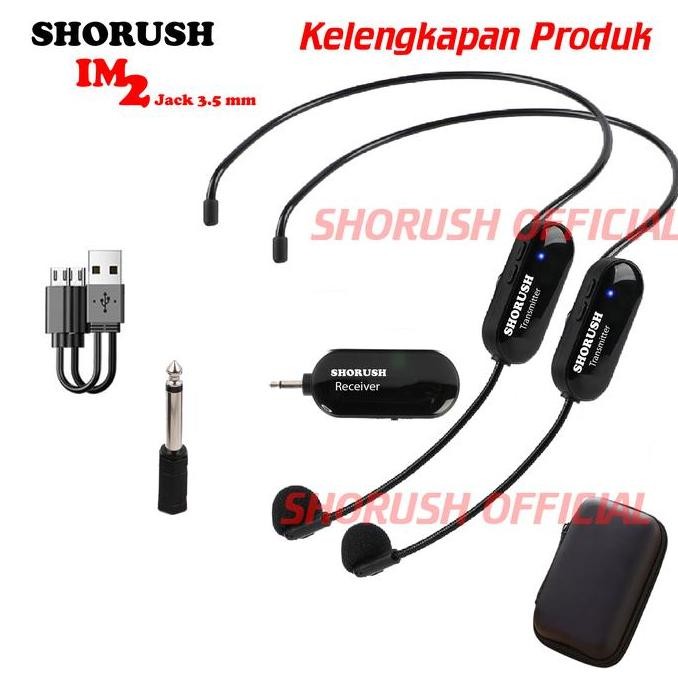 Mic Wireless Dual Shorush IM 2B Imam Masjid Headset Clip On Pidato Ceramah