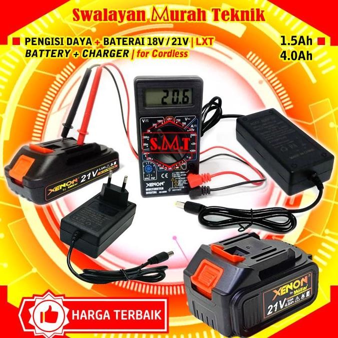 Paket Baterai & Charger Xenon 18V Cordless Battery 20V Casan Power Tool
