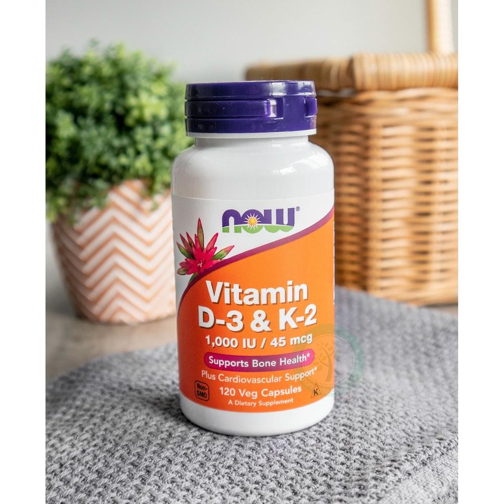 Now Foods Vitamin D3 Dan K2 1000 IU 45 Mcg  120 Veg Capsules