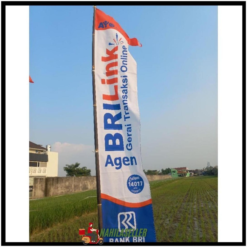 Umbul-Umbul Agen Brilink Ukuran 60 Cm X 300Cm, Kain Siap Kirim