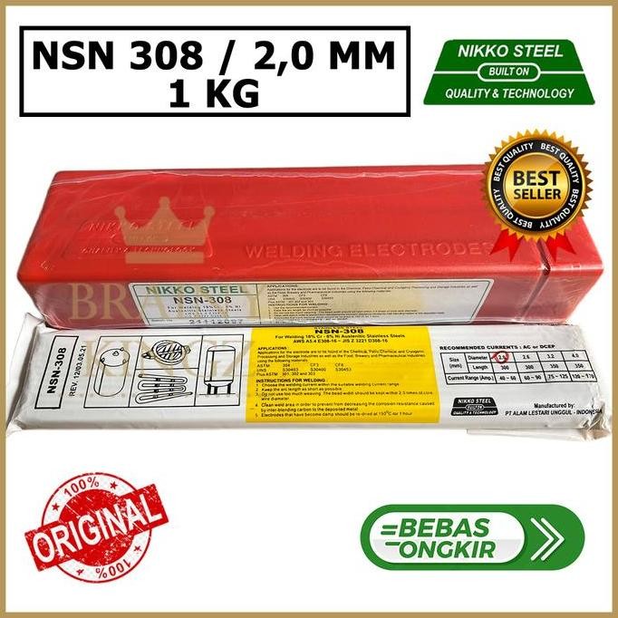 ready  Kawat Las Stainless Nikko Steel NSN308 ukuran 2mm NSN 308 2,0mm E308