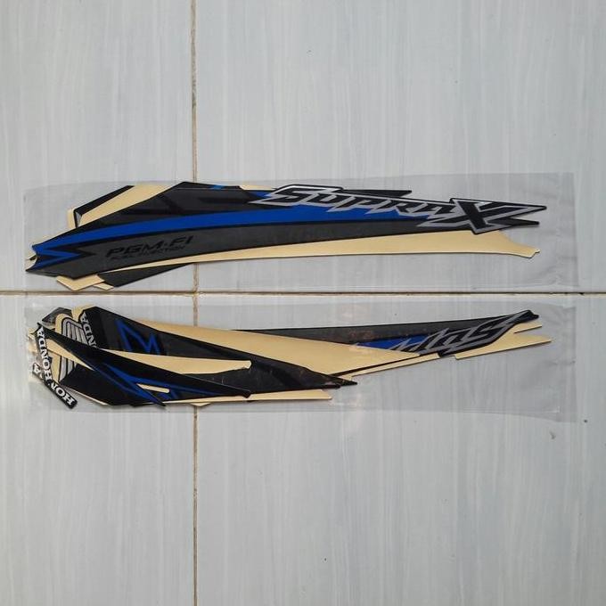Striping Sticker Motor Honda Supra X 125 FI 2018 Hitam-Biru