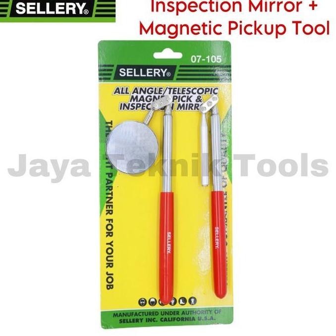 

Inspection Mirror + Magnetic Pickup Tool Sellery Cermin Inspeksi Kaca Alat Bantu Ambil Magnet