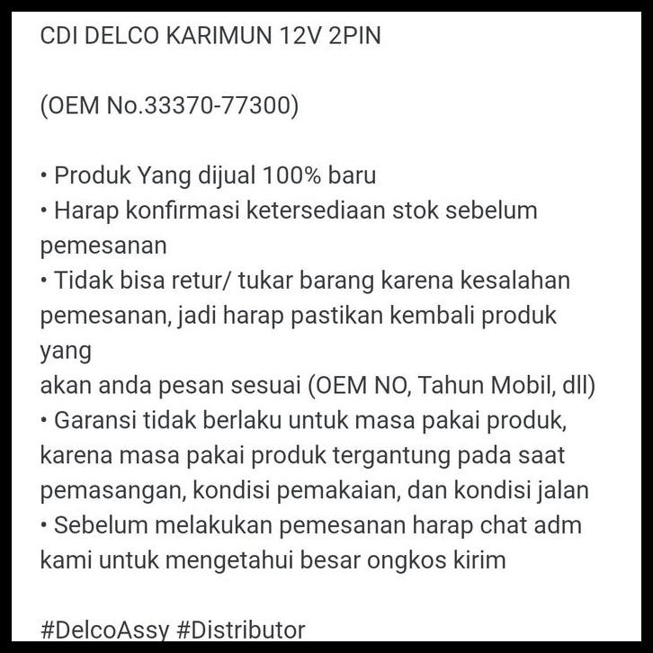 TERBARU CDI DELCO SUZUKI KARIMUN 2PIN 12V 