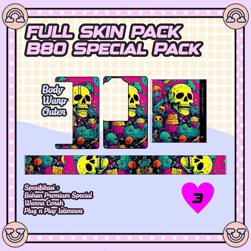 

Get2pcs Stiker Pack Dalam Luar Batrai B80 3 Garskin Casing Motif Dan Bisa Custom Bayar Ditempat