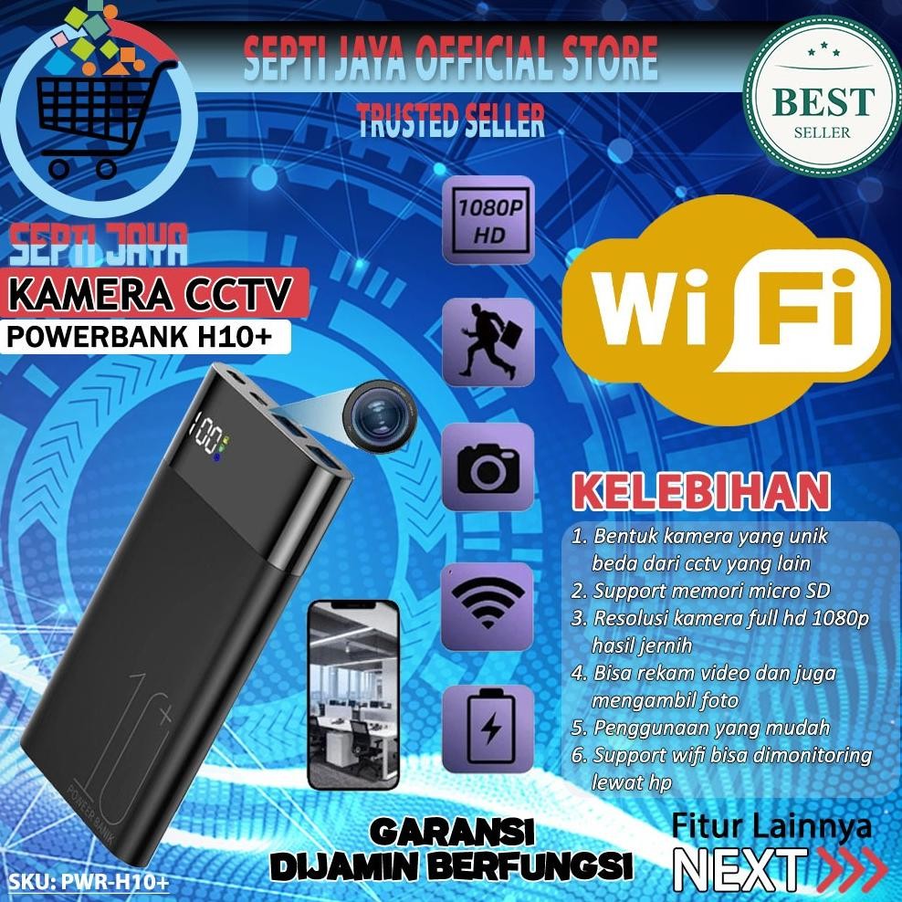 Spy Cam Powerbank H10+ Kamera Wifi Wireless APP Monitoring Full HD 1080P Original 10000MAH IP Hidden