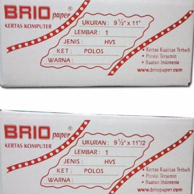 

Kertas Countinous Form 1 Ply Brio K1 Hvs/ Kertas Komputer K1 Murah