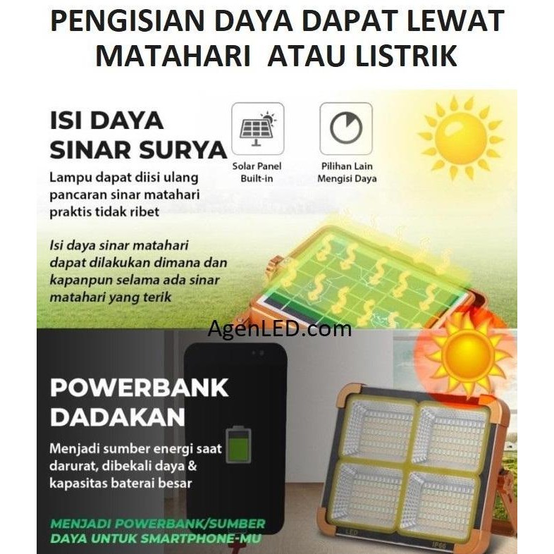 Lumirs Lampu Sorot Led Emergency Portable 100W 200W Solar Panel Surya Rechargeable Usb Cas Flood Lig